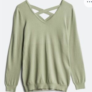 Elegant V-Neck Sweater with Crisscross Detail